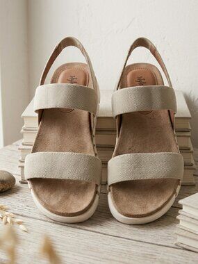 Style & Co. Elastic Stretch Strap Platform Sandals Women's Beige Size 7